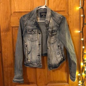 Distressed jean jacket